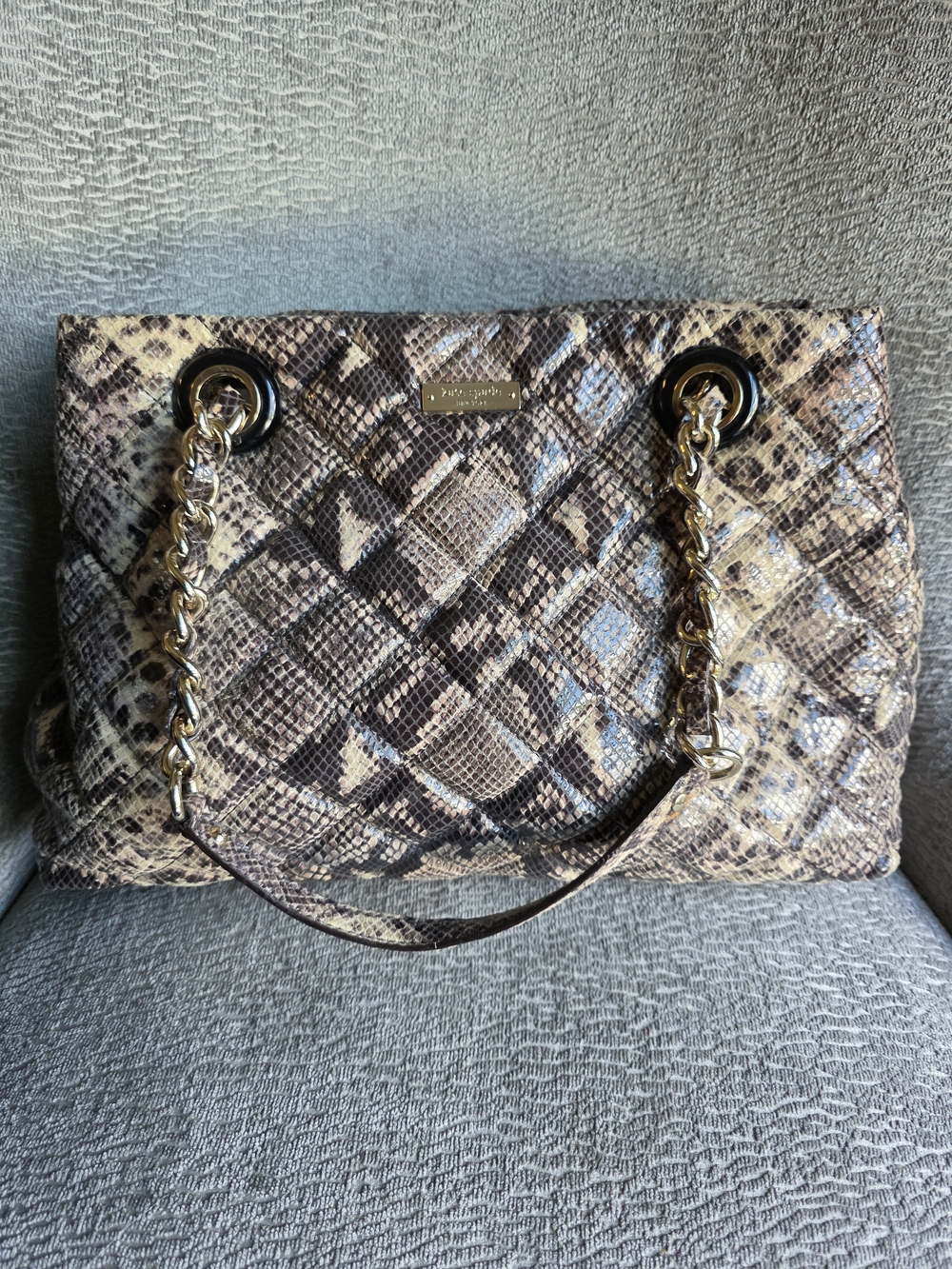 NWOT Kate Spade New York Maryann Snakeskin Pattern Quilted Chain Strap Handbag